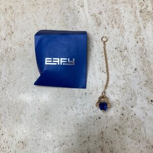 EFFY Bells Handbag Charm Collection Gold Tone Bell on Chain with Blue Crystal